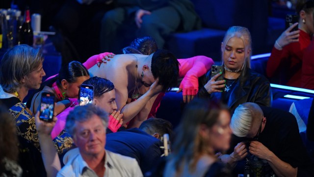 Article thumbnail: Finland entrant Kaarija reacts after coming second to Sweden entrant Loreen during the Eurovision Song Contest (Photo: Peter Byrne/PA Wire)