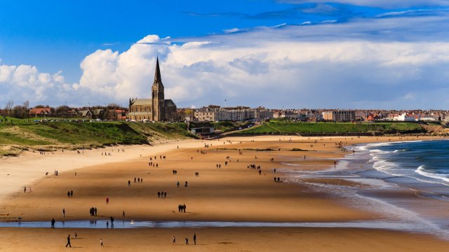 Article thumbnail: Longsands beach looking north towards St George's church.