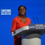 Article thumbnail: Britain's Business and Trade Secretary, and Minister for Women and Equalities Kemi Badenoch addresses the Conservative Party's annual conference in Manchester, northern England, on October 2, 2023. (Photo by JUSTIN TALLIS / AFP) (Photo by JUSTIN TALLIS/AFP via Getty Images)