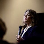 Article thumbnail: Democratic presidential hopeful Marianne Williamson speaks to people at an empty storefront on Main Street in Keene, N.H., during a town hall event on Sunday, Dec. 17, 2023. (Kristopher Radder/The Brattleboro Reformer via AP)