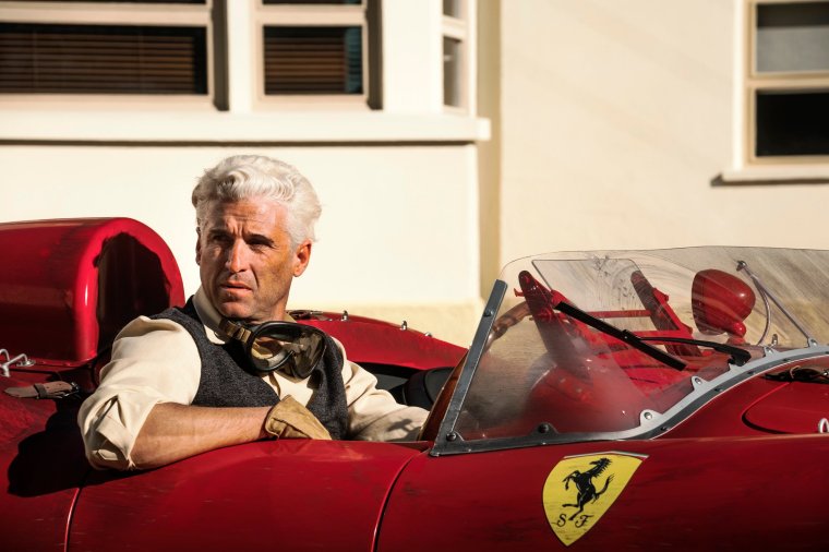 This image released by Neon shows Patrick Dempsey as Piero Taruffi in a scene from "Ferrari." (Lorenzo Sisti/Leon via AP)