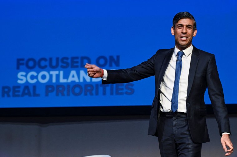 Prime Minister Rishi Sunak used the £38,500 donation from Akhil Tripathi to hire a private jet to speak at Welsh and Scottish Conservative Conference events on 28 April this year (Photo: Neil Hanna/AFP via Getty Images)