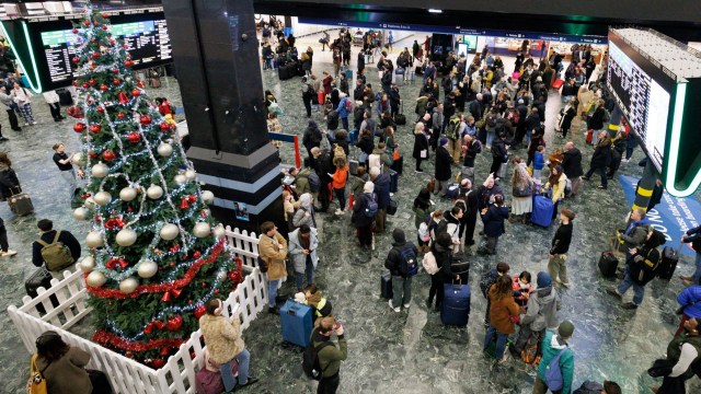 Article thumbnail: LONDON, ENGLAND - DECEMBER 22: Passengers at Euston Station as people travel for the Christmas holidays on December 22, 2023 in London, England. Travel disruptions persist since Storm Pia hit the UK on Thursday, compounded by a sudden French strike, leading to widespread cancellations and leaving Eurostar passengers stranded. (Photo by Belinda Jiao/Getty Images)