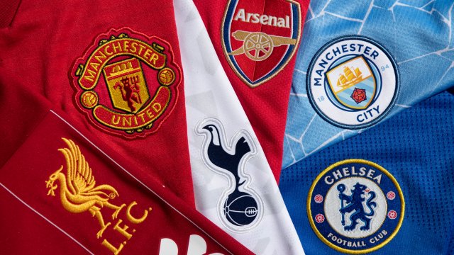 Article thumbnail: MANCHESTER, ENGLAND - APRIL 22: The club badges on the home shirts of the so-called top six in English football, Arsenal, Chelsea, Liverpool, Manchester United, Manchester City and Tottenham Hotspur. All were involved in the setting up of the European Super League on April 22, 2021 in Manchester, United Kingdom. (Photo by Visionhaus/Getty Images)
